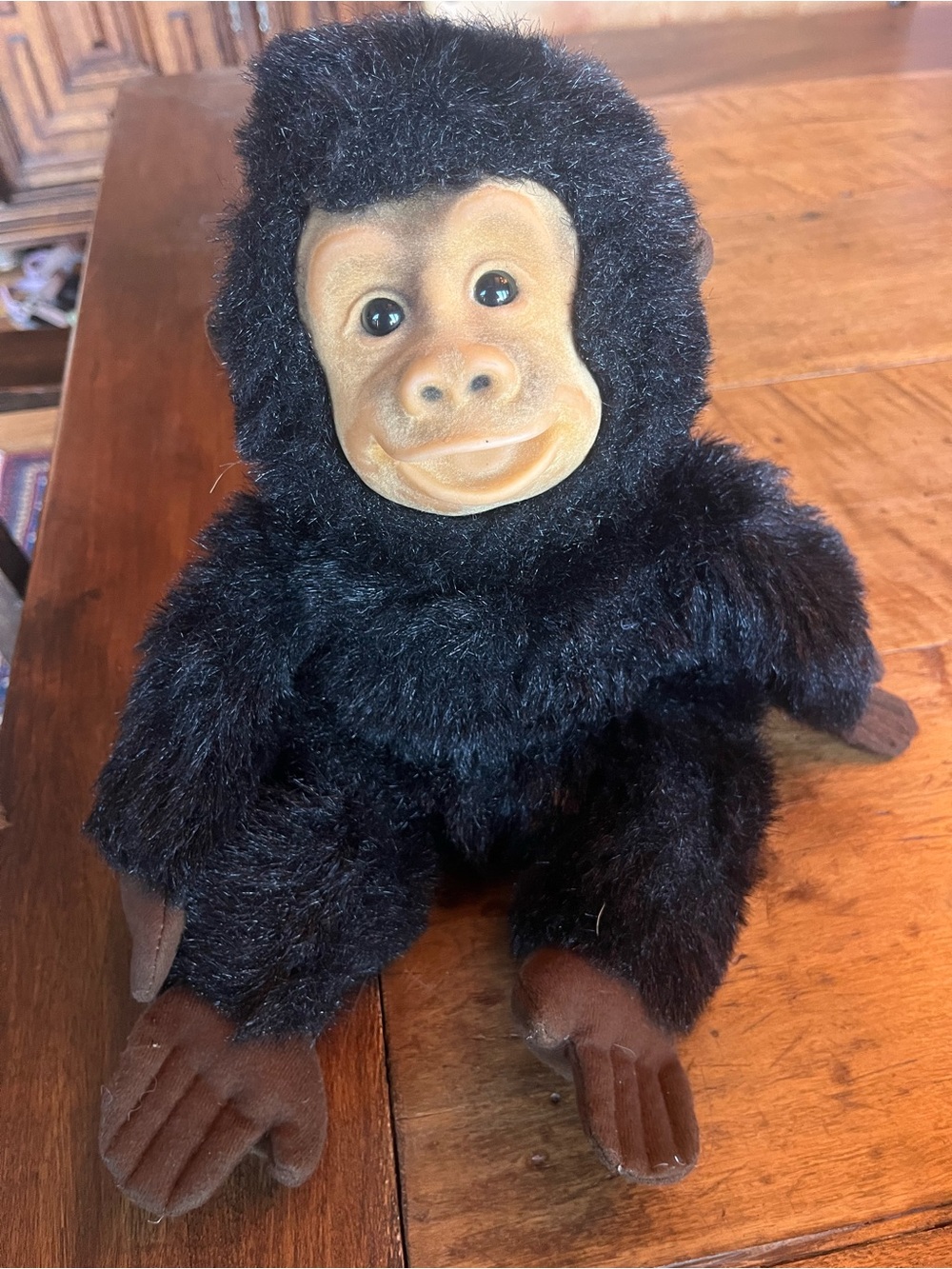 Black Plush Gorilla Stuffed Animal with Tan Vinyl Face - Soft Kids Toy
